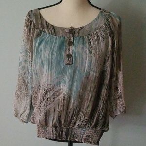 This Blouse Light weight Brown and  Turquoise Colo